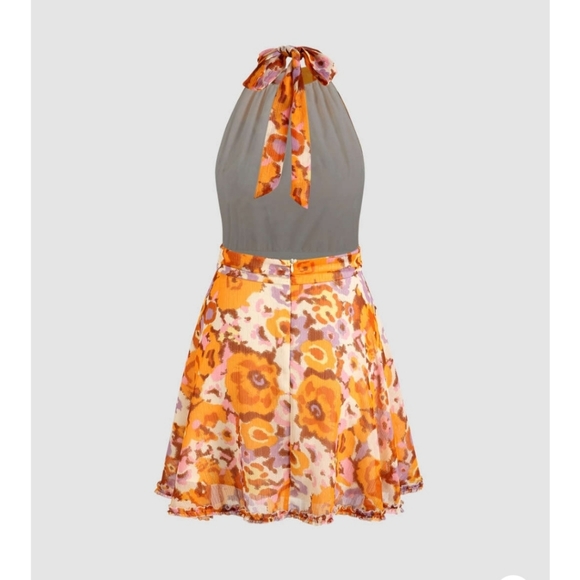 FLORAL TYE DYE MINI HALTER DRESS - Picture 2 of 2